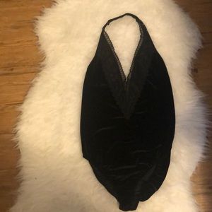 Forever 21 Black Velvet Body Suit